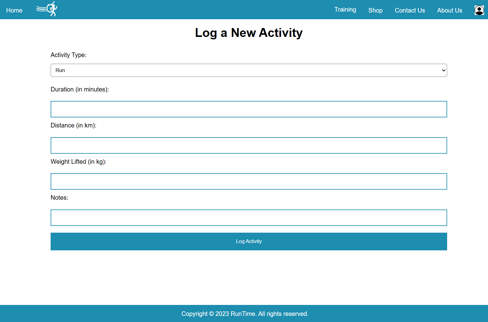 screenshot of the fitness webshop